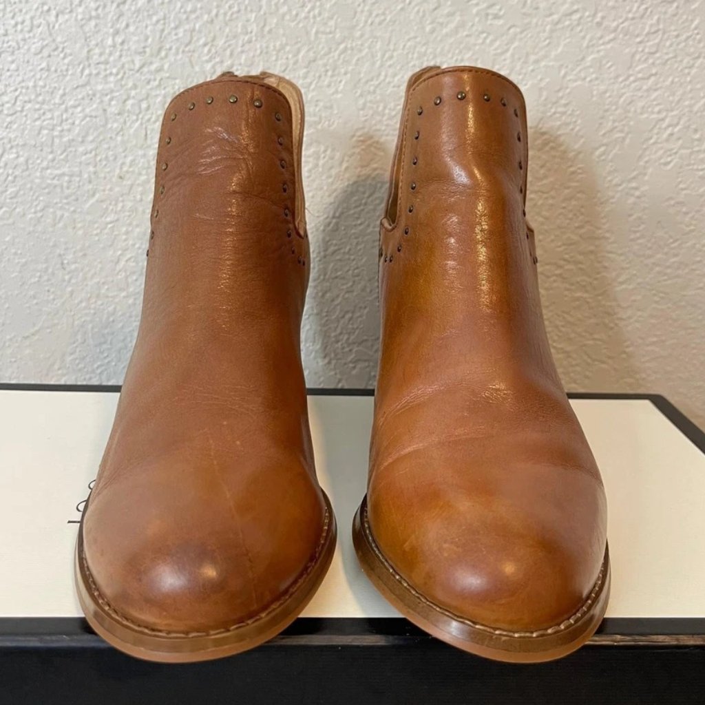 Miz Mooz Nicole Bootie Brown Leather Ankle Boots Zip Women's Size 8 Us